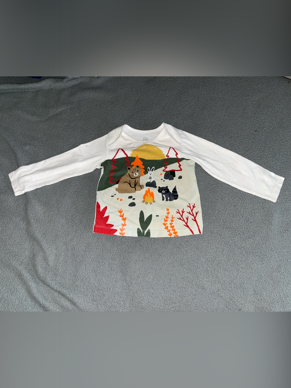 OshKosh B'gosh White Long-Sleeve Campfire Animal Graphic Tee